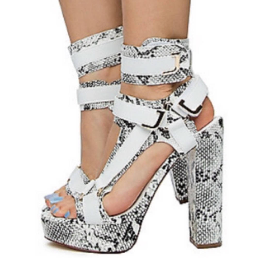 Liliana Snake Platform Chunky Open Toe Heel